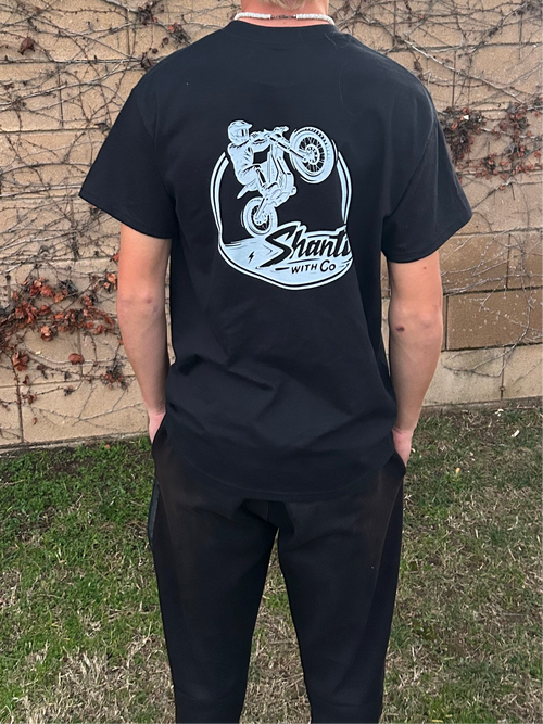 Black S.W.C. “wheelie” tee